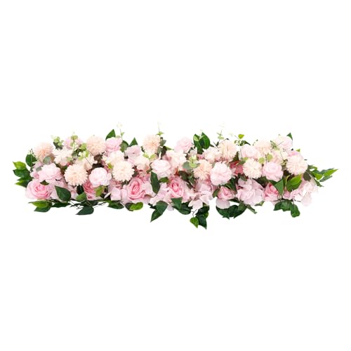 Wedding Arch Artificial Flowers Panels, Silk Rose Floral Wall Backdrop, 13.8 x 13.8in Artificial Flowers Garland for Wedding Party Table Decoration, White (Pink, 1 Pcs) - color: Pink, size: 1 Pcs