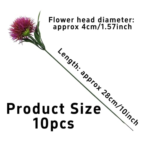 pson 10Pcs 11 Inch Artificial Dandelion Flowers, Faux Plastic Bouquets Shrubs for Home, Wedding, Garden, Party, Indoor/Outdoor Decoration(Purple) - color: Purple