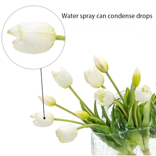 40pcs Artificial Tulips Flowers,Soft Touch Latex Bouquet, Fake Tulips Flowers,Spring Wedding Home Room Table Centerpiece Decor White Set - color: 40pcs White Set(no Vase)