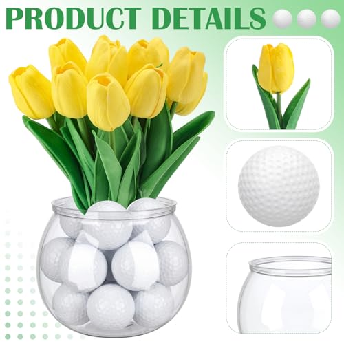 Giegxin 2 Sets Golf Centerpieces Table Decorations with Artificial Yellow Tulips Bouquets Vase for Golf Party Favors Sports Birthday Supplies Table Centerpieces