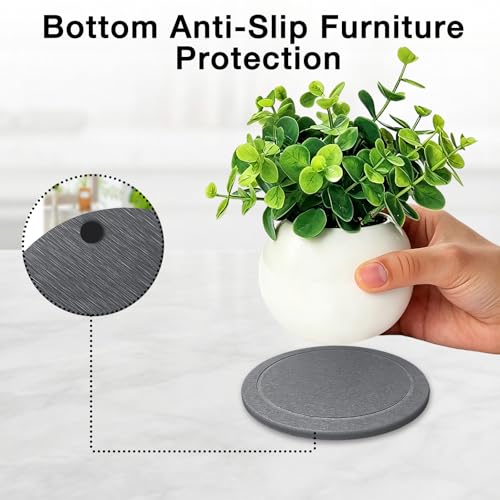 Instant Dry Diatomaceous Earth Plant Saucer, Round Stone Drip & Drainage Tray for Indoor Outdoor, Absorbent Pot Coaster, Housewarming Gift, Keep Floors Dry and Clean (4,6in,Dark Gray) - color: Dark Gray, size: 6.30 × 6.30 in
