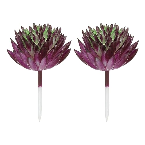 PATIKIL Mini Artificial Succulents, 2 Pack Unpotted Faux Succulent Picks Fake Succulent Plants for Home Landscape Decoration, Dark Purple Green - color: Dark Purple,green