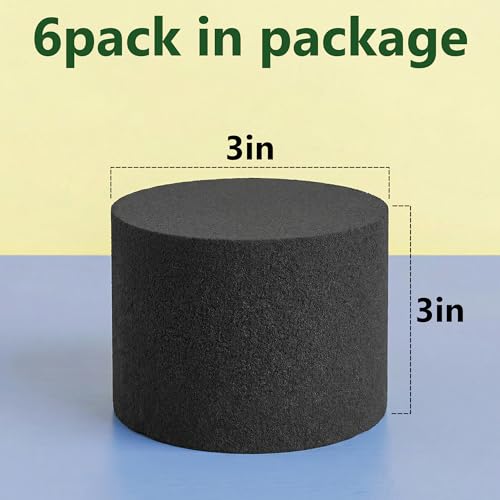 Reusable Floral Foam Round Blocks,Black Flower Foam Round for Artificial & Dried Flowers, Dry Floral Foams Styrofoam for Artificial Flowers (6Pack,3") - color: 6 Pack, size: Diameter 3"