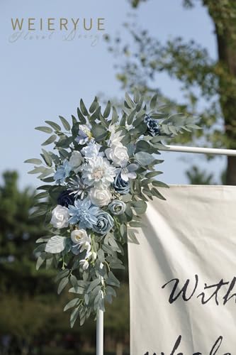 Artificial Wedding Arch Flowers Kit(Pack of 2) for Wedding Arch, Bridal Shower, Ceremony and Reception Backdrop Decoration (Blue Inspiration) - color: Blue Inspiration