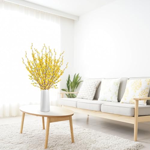 Artificial Forsythia Flowers,5Pcs 39.4 inch Artificial Forsythia Blossom Jasmine Stems Fake Silk Forsythia Branches for Flower Arrangement Wedding Home Office Decoration - size: 5PCS