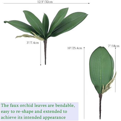 M2cbridge Artificial Green Orchid Leaves Phalaenopsis Stems Real Touch for Flowers Arrangements Pot Decor(10",2pcs) - color: 10",2pcs