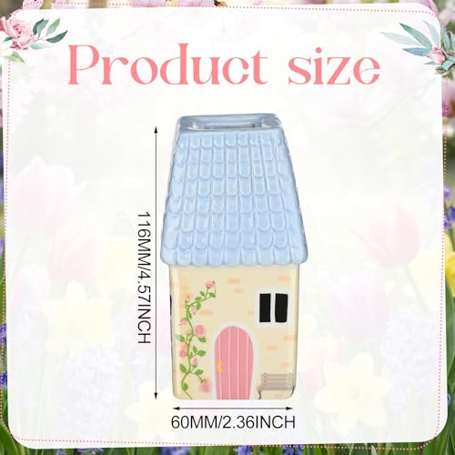 Remerry Ceramic House Shape Vase 2.4 x 3.8 Inch Mini Handmade Vase Decorative Small Flower Container for Living Room Bedroom Farmhouse Home Table Decor Cute Birthday Gift(Blue) - color: Blue