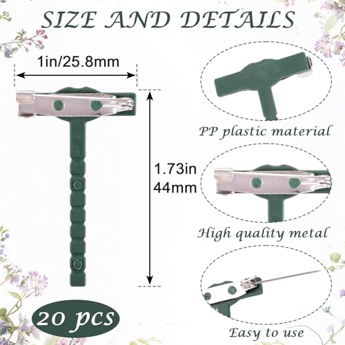 Boutonniere Safety Pins, Plastic Corsage Pins Safety Clips for Bride Groom, Tiny Boutonniere Brooch Supplies - color: Green-20pcs