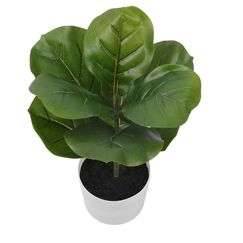 Alupssuc 1.5FT Artificial Fiddle Leaf Fig Tree with White Planter Pot, 1.5 feet Tall Fake Tree for Home Decor, Faux Ficus Tree Fake Moss for Indoor Outdoor Office Living Room - size: 1ft 6in
