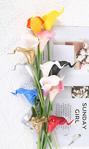 IPOPU Gold Flowers, 24pcs Gold Calla Lilies Artificial Flowers for Decoration for DIY Wedding Bouquets Centerpieces Bridal Shower Party Home Flower Arrangement Decorations (Golden) - color: Golden