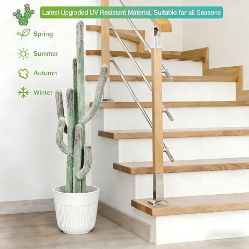 Artificial Cactus 51 Inch Tall Faux Cactus Plant with Black Planter Faux Plants 4.3Ft Cactus Plant Indoor Outdoor Fake Cactus Tree for Home Office