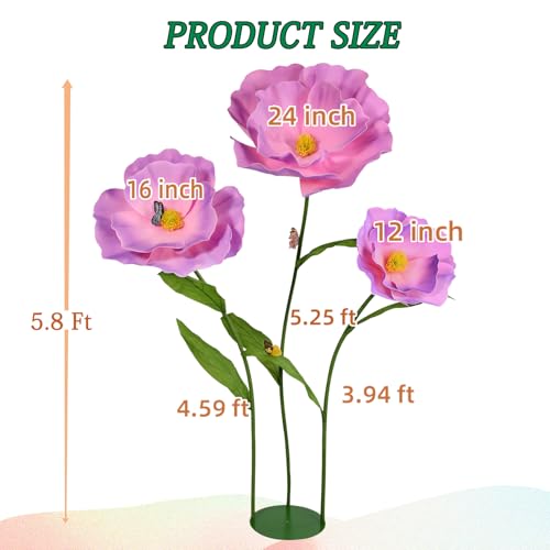 5.8 Ft Giant Artificial Flowers for Decoration,Large EVA Flower Decor,Wedding Arrangements, Birthday Party Banquet Background,Hotel,Office,Window Display(Purple) - color: Purple