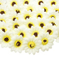 50 Pcs Sunflowers Artificial Flowers Heads, Silk Flowers Fake Sunflowers Heads, 2.76 Inch Beige Sunflower Heads Fabric Floral for DIY Wreath, Party, Background, Floral Arrangement - color: Beige