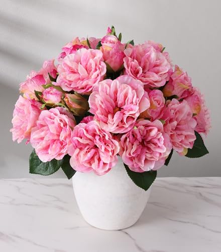florisso Pink Rose Artificial Flowers - 13 Branches Silk Roses for Wedding Bouquets, Home Decor & DIY Craft Projects (Artificial Floral) - color: Rose-pink