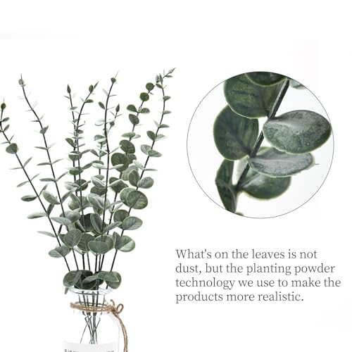 20PCS Artificial Eucalyptus Stems, Faux Silver Dollar Eucalyptus Leaves, Realistic Greenery Branches for Vase Filler, Wedding Greenery, Farmhouse Home Decor, Shower Eucalyptus Decoration - color: Grey Green, size: 20 Pcs