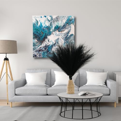 U-LIAN 12Pcs Black Faux Pampas Grass, Fake Fluffy Pompas Floral 24 Inches Bendable, With 36 Branched Stems, Exquisite Home And Wedding Boho Decor, Artificial Flower Dried Plants For Vase - color: Black, size: 24"-12 PCS