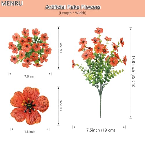 12 Bundles Artificial Flowers for Outdoor UV Resistant and Realistic, Faux Daisy Fake Flowers with Eucalyptus Leaves for Porch, Patio, Planter, Window Box, Home, Garden Decor - color: Yellow Orange Red