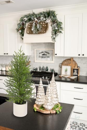 2.6FT Artificial Small Mini Pine Tree for Tabletop, Real Touch 31 inch Premium Artificial Topiary Tree Potted Plants for Home Tabletop Entryway Living Room Indoor Outdoor Decor - style: 2.6ft