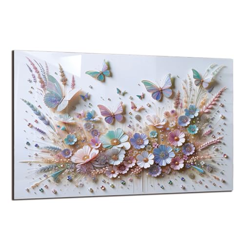 DAIFURONGE Butterfly Tempered Glass Backsplash for Kitchen, 30" x18'' | Frameless,Easy to Clean - size: 30"L x 18"W
