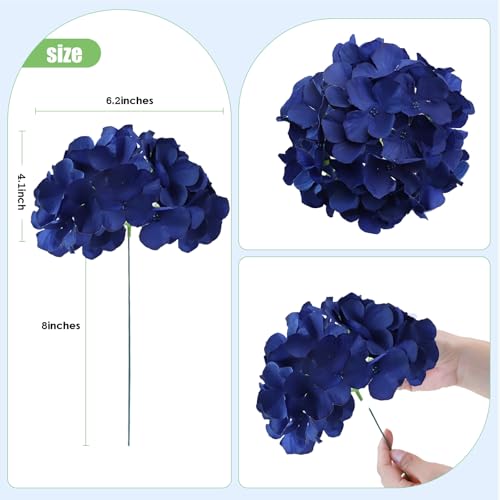 AVIVIHO 65pcs Fake Flowers Navy Blue Hydrangea Artificial Flowers Bulk (Not Squished, No Steaming Need) Silk Flowers with Stems for Wedding Decor,Home,Baby Shower,Table Centerpieces Decoration - color: Navy Blue, size: Medium