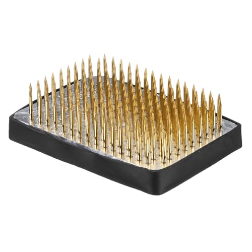 M METERXITY Flower Frog 2.48" x 1.77" Rectangle Copper Floral Arranger Pins Ikebana Holder W Rubber Base for Flower Arrangements/Craft Plant/Home Decor, Floral Kenzan Fixed Tool [1.1cm Pins] - size: 2.48" x 1.77"