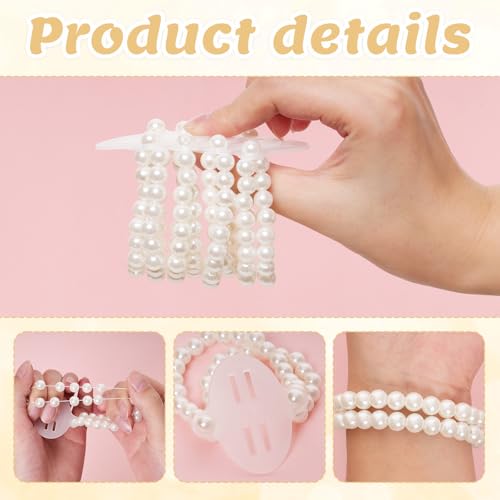 Fumwase 16 Pieces Elastic Stretch Pearl Corsage Wristlet Bracelet Adjustable Wrist Corsages Bands for Flowers Wedding Bridal Shower Graduation Party