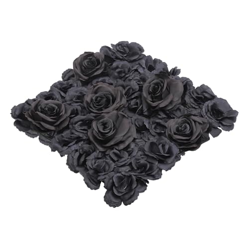 DNYSYSJ 12pcs 15" X 15" Rose Artificial Flower Wall Panels - Black Roses Backdrop for Wedding Decor - color: Black Rose, size: 12 pieces
