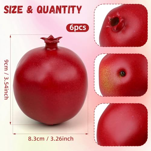 Gresorth 6pcs High Grade Fake Pomegranate Decoration Artificial Realistic Fruit Simulation for Home Party Holiday Christmas Display - color: L