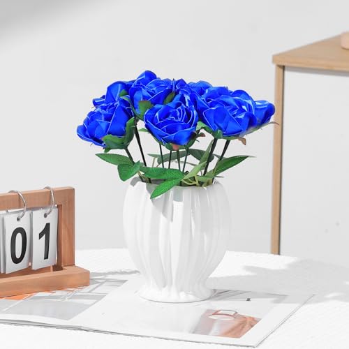 Half-Finished Satin Flower Petals, 100Pcs for DIY Everlasting Roses,Eternal Flowers Bouquets & Floral Art Perfect for Wedding Bouquets, Anniversary (Pre-Made) - color: 100 Pcs Royal Blue
