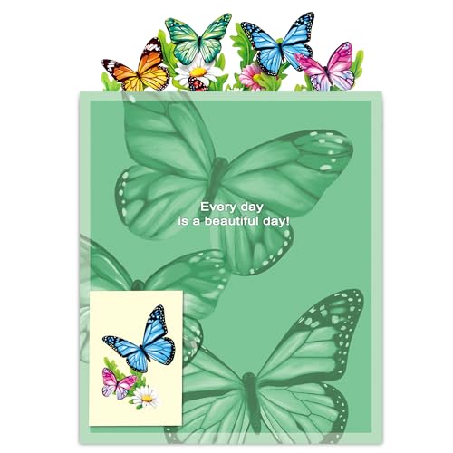 Airpark 3D Pop Up Paper Flowers Bouquet Card 12’‘ with Note & Envelope, Birthday Gifts, Get Well, Thank You, Greeting Cards for Women Mom Wife Friends, Daisies and Butterflies - style: Daisies and Butterflies