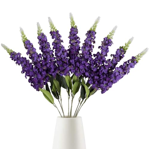 IPOPU 8PCS Snapdragon Artificial Flowers Purple Delphinium Artificial Silk Flowers Long Stem Hyacinths Fake Flowers for Wedding Home Outdoor Floral Arrangements Centerpieces Table Decorations (Purple) - color: Purple