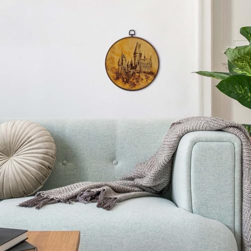 MOTERMATE Vintage Castle Wall Art Decor Round Framed, Whimsical Medieval Canvas Wall Art Artwork Prints, Fantasy Castle Sketch Hanging Decor Decorations for Home Bedroom Living Room, 10x10 Inch - color: castle