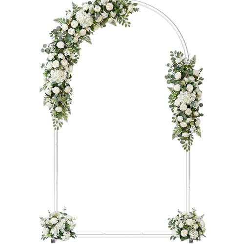 7.2FT Metal Wedding Arch Backdrop Stand,Stable Wedding Arch Frame for Wedding Ceremony Birthday Party Baby Shower Graduation Anniversary Floral Decoration,White - size: 7.2x4FT White