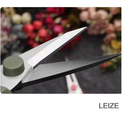 Leize Flower Scissors, Premium Thickened Stainless Steel Floral Shears, Strong Pruner for Flowers, Branches and Leaves (Grey Green Slender 2Pics) - color: Grey Green Slender 2pics