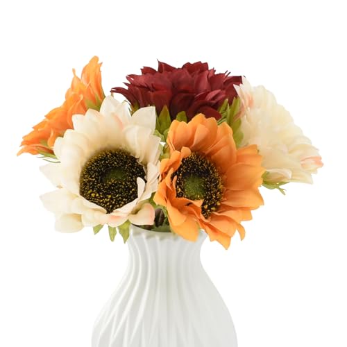 Fake Sunflower, Artificial Flowers Colorful Bouquet for Home Decoration/Wedding Decor 6 Stems