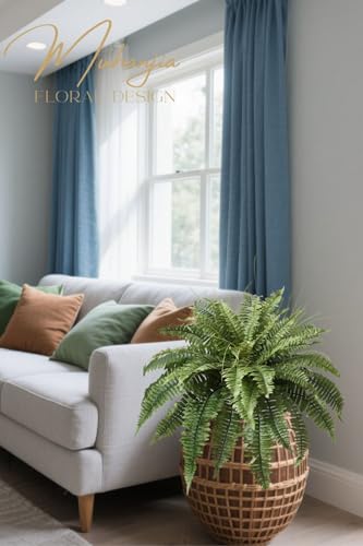 Muhanjia 37" Silky Artificial Boston Fern Bush,Set of 2, Fake Fern Large Hanging Plant That Look Real for Outdoors Home Decor,46Branches. (37" 2pcs46Fronds) - color: 37"2pcs46fronds-green