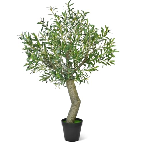 Timoo Fake Olive Tree Artificial, 5 Ft Faux Tree Indoor, Tall Fake Plants for Living Room, Bedroom and Office Decor - color: Color 2