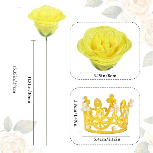 Waipfaru Yellow Glitter Roses Bouquet, DIY Flowers Bouquet, Birthday Gifts for Women Mom Grandma Wife Girlfriend, 36 Pcs Fake Rose for Valentines, Mothers Day, Anniversary, Graduation Gifts - color: Yellow, size: 36pcs