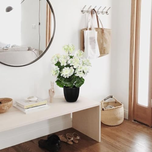 Briful 17” Geraniums Artificial Flowers Realistic Potted Plant – White Fake Geraniums for Outdoors, Silk Flowers Artificial Outdoor Plants for Indoor Home Decor, Farmhouse Table Centerpiece Decoration - color: 16.9'' Tall White