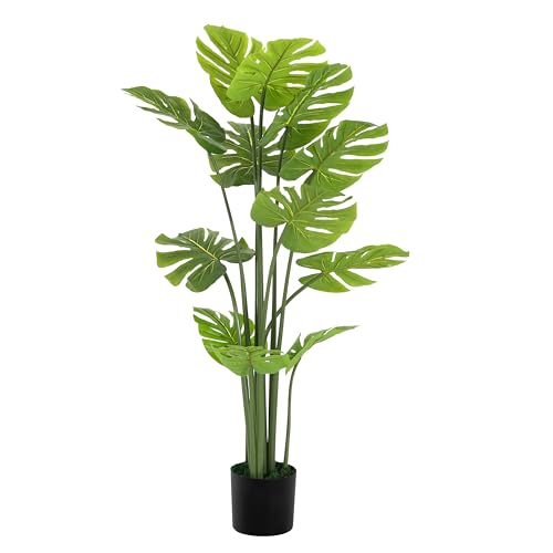 Christopher Knight Home Annas 57''H Artificial Tree Indoor, Artificial Monstera Deliciosa Plant with Black Plastic Pot, Tropical Style Faux Tree, Artificial Plant for Home Decor, 1pcs Set, Green - color: Green/57''h