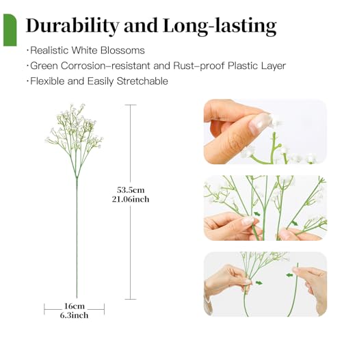36 Pcs Babys Breath Artificial Flowers, White Artificial Flowers Bouquet, Faux Flower, Fake Gypsophila Bulk in Vase Floral Decor for Centerpieces Wedding Brides