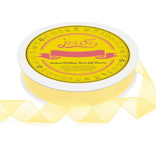 Ivory Organza Ribbon 1 inch x 100 Yards Sheer Chiffon Ribbon for Gift Wrapping Wedding Invitations Party Decoration Bridal Bouquets Crafts - color: Ivory, size: 1" X 100 Yards