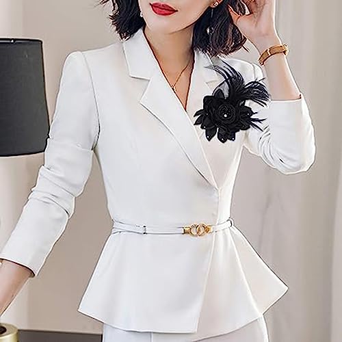 Elegant Flower Brooch for Women Wedding Party Dance Banquet Pins Feather Flower Fascinator Lady Floral Hairpins Dress Suit Lapel Pin Ceremony Accessories Corsage Brooches Vintage Jewelry Gifts - color: Black