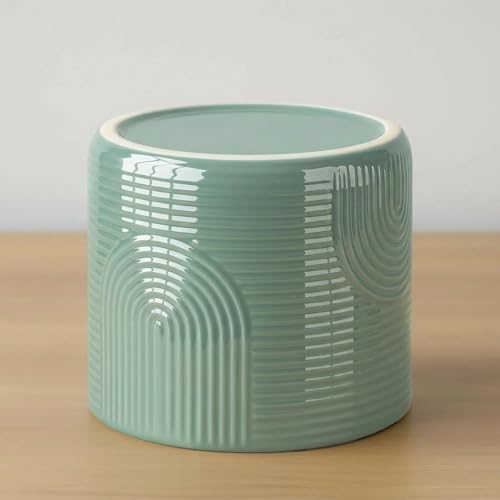 6 Inch Ceramic Plant Pot – Decorative Indoor Planter (No Drainage Hole) for Succulents, Herbs & Houseplants – Modern Tabletop Desk Planter – Sage Green - color: Sage Green