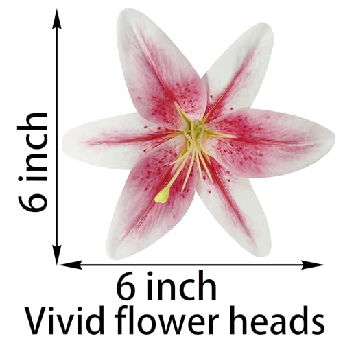 6 Pcs Light Pink Lilies Artificial Flowers,Faux Lily Flowers,23 Inch Long Stem Tiger Lily Branch with 3 Full Blooms and 4 Leaves, Latex Real Touch Lilium Flower for Wedding Bouquet - color: Light Pink