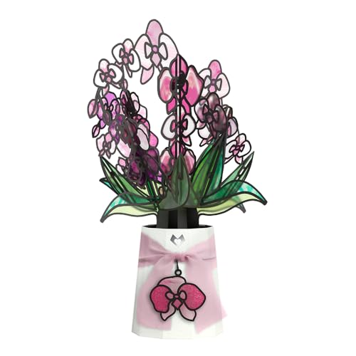 Lovepop Orchid Gleam Suncatcher Bouquet - 3D Pink Orchid Bouquet for Wife, Her, Mom, Aunt (Anniversary, Mother's Day, Birthday, Thank You) 12" - Blank Notecard & Envelope Included - color: Orchid Gleam Suncatcher Bouquet