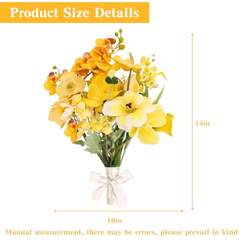 CEWOR Artificial Flowers Fake Flowers for Vase Silk Faux Flowers for Wedding Bouquets Flower Arrangements Floral Table Centerpieces Home Kitchen Garden Party Décor (Yellow) - color: Yellow