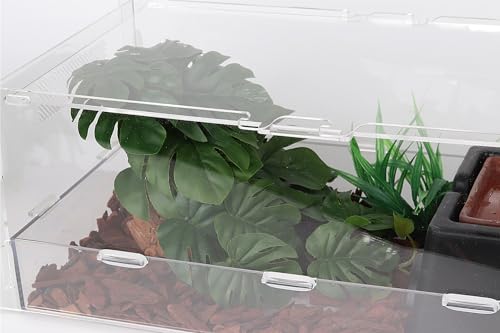 Reptile Plants for Terrarium, Ball Python Tank Decor Accessories fit Bearded Dragon Crested Leopard Gecko Lizard Chameleon Snake Frog Tortoise Hermit Crab - Fake Monstera - color: A-fake Monstera
