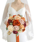 Lookein 10 Inch Wedding Bouquet for Bride Artificial Flowers Birdal Bouquet Bridesmaid Bouquet Tossing Bouquet for Wedding Ceremony Anniversary Bridal Shower, Chic Terracotta - color: 10" Chic Terracotta
