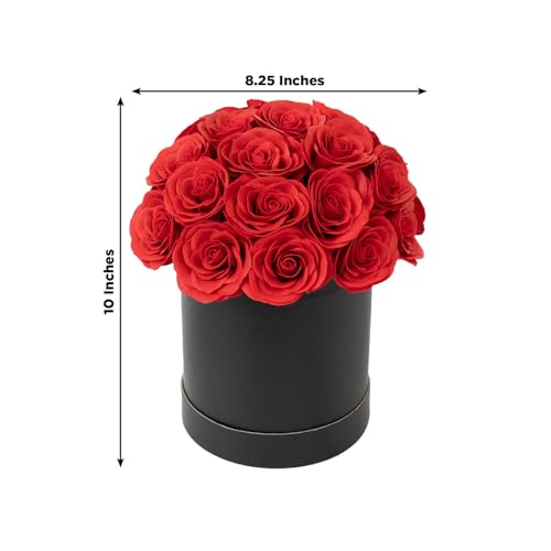 Efavormart 27pcs Red Artificial Rose Centerpiece in Luxury Black Gift Box, Prearranged Premium Silk Rose Bouquet for Table Decor and Romantic Gifting - color: Red Rose01